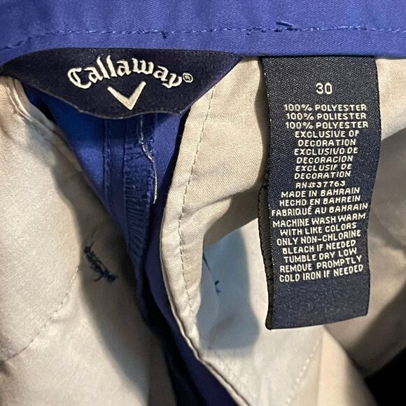 Callaway Golf Shorts Blue Men’s Size 30 Performance Polyester - Picture 3 of 3